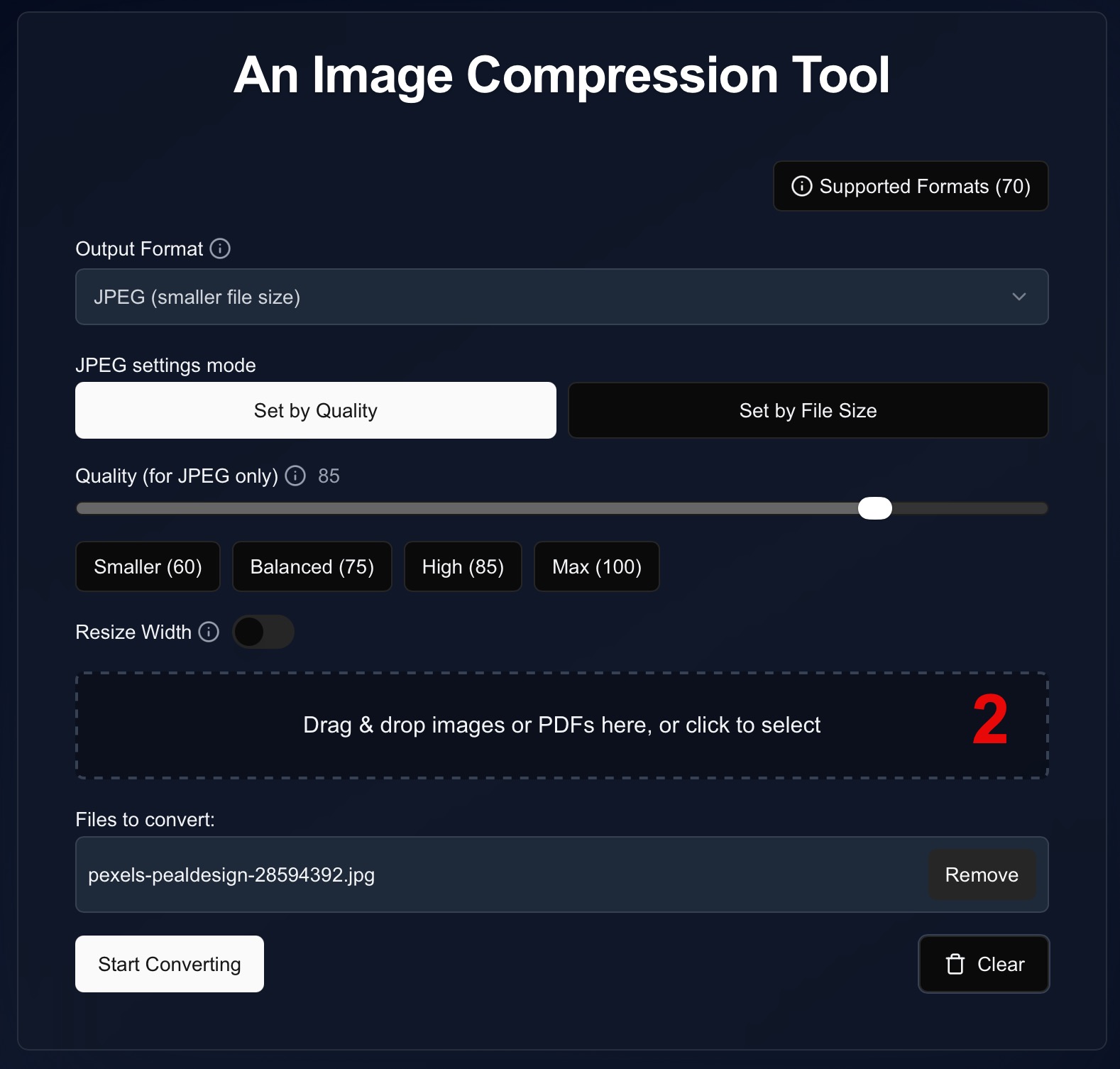 Upload images for processing