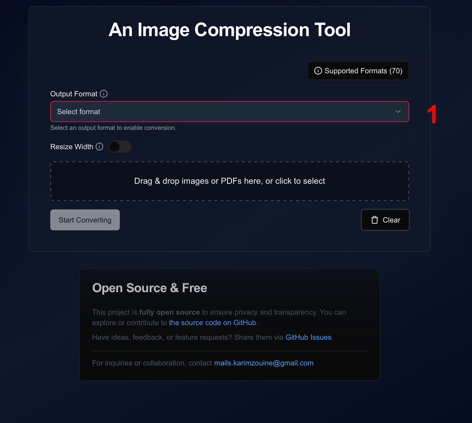 Select JPEG or AVIF format
