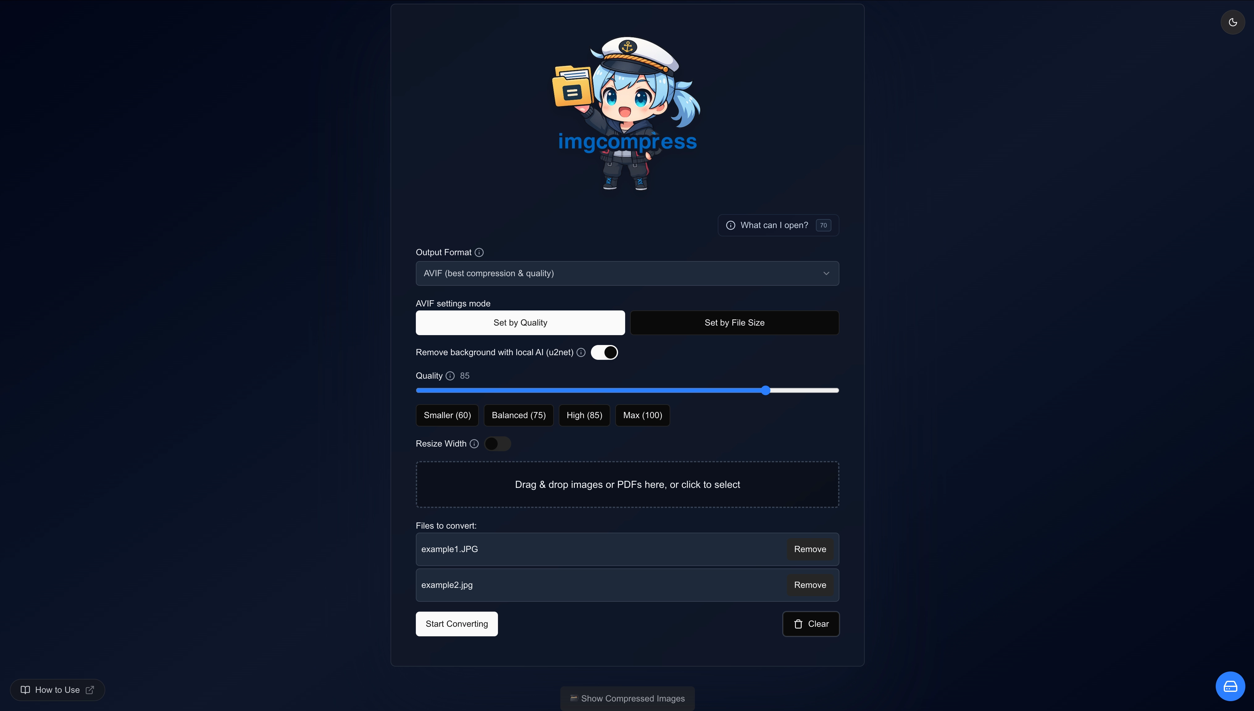Toggle background removal