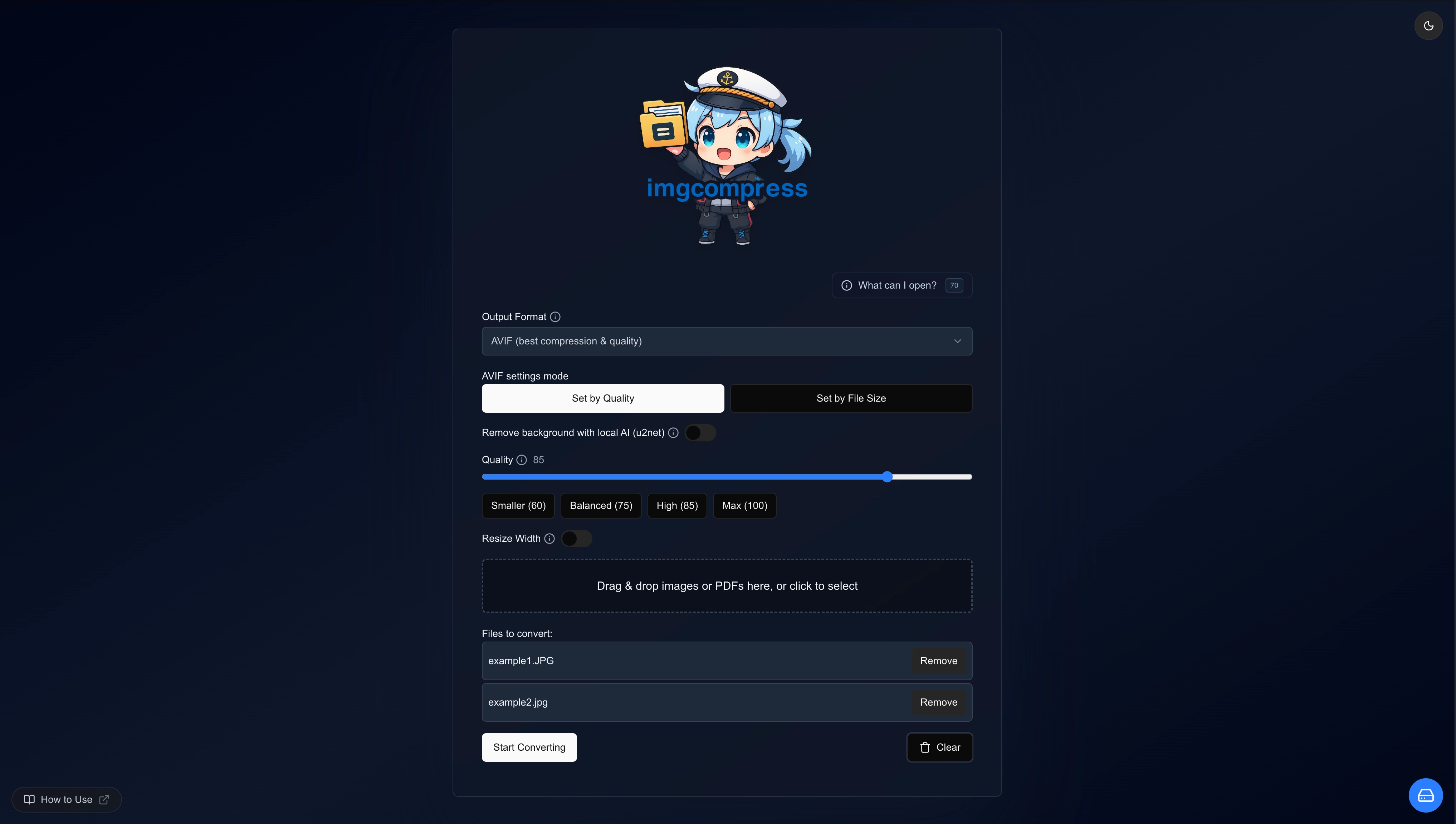 Choose your settings